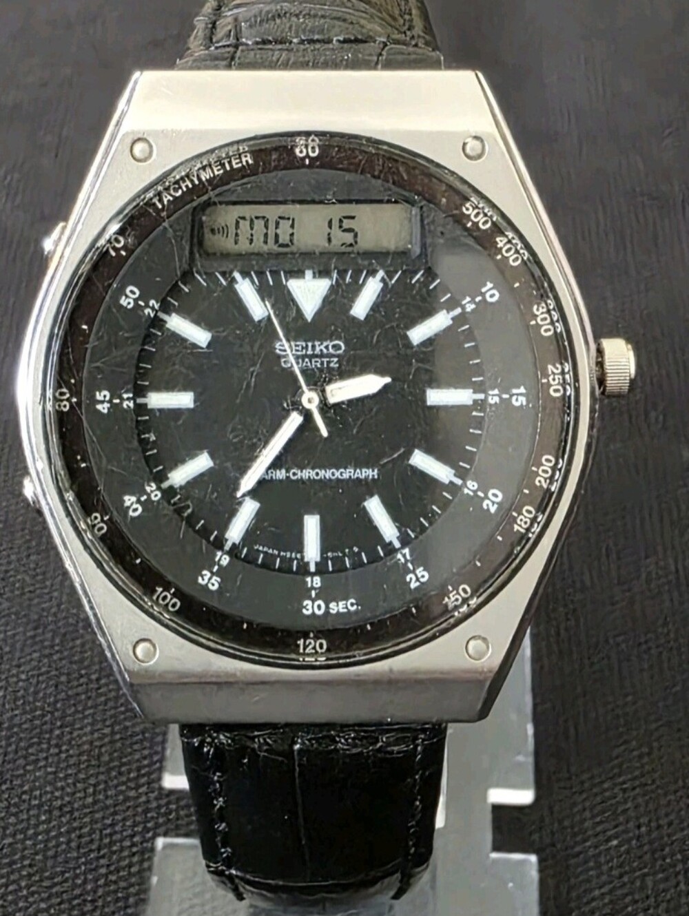 VTG HTF RARE Seiko H556 5050 Aliens Burke Chronograph Collectible WORKS FLAWS